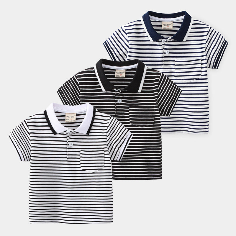 Children's Striped Short Sleeve Spicy Striped POLO Shirt