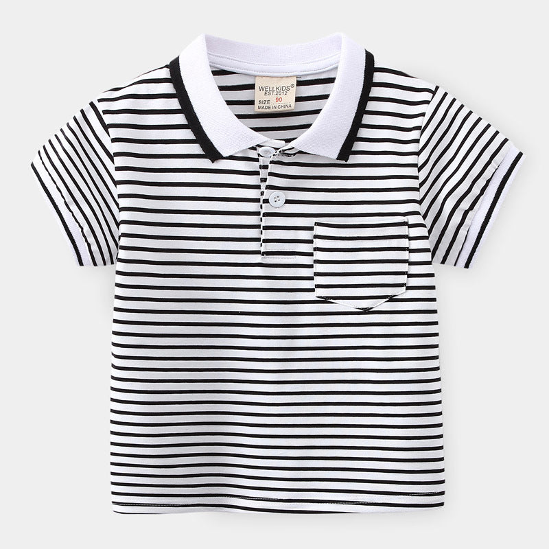 Children's Striped Short Sleeve Spicy Striped POLO Shirt