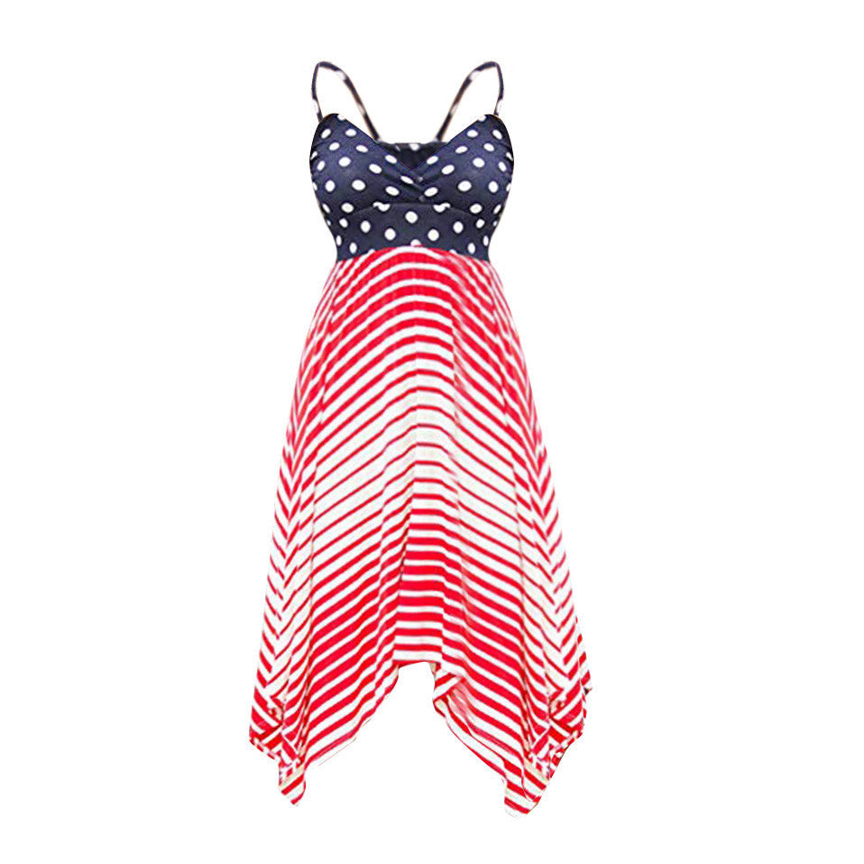 Independence Day Women's Sexy Sling Print Dress