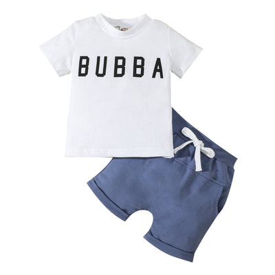 Boys' Casual Letter Printed T-shirt Set