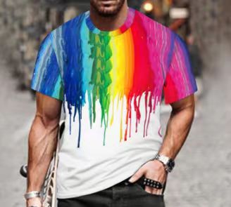 Men's 3D Colorful Printed Short-sleeved T-shirt