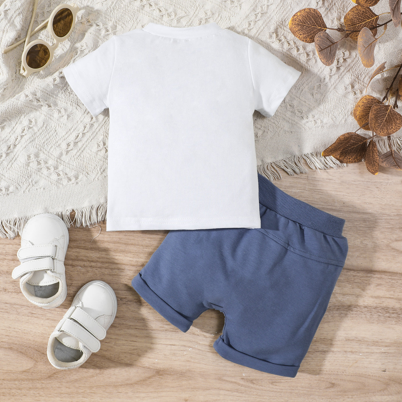 Boys' Casual Letter Printed T-shirt Set